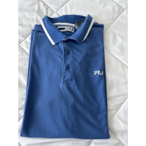 FILA PERFORMA Polo Blue Short Sleeve Collar Shirt Size Large - Picture 9 of 9